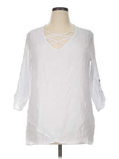 Pre-owned Avenue 3/4 Sleeve Blouse In White