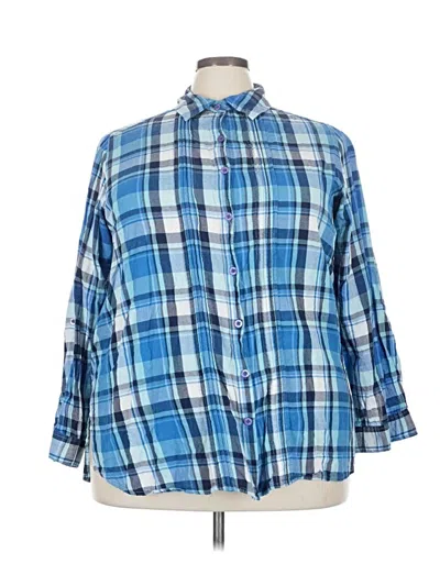 Pre-owned Avenue 3/4 Sleeve Button Down Shirt In Blue