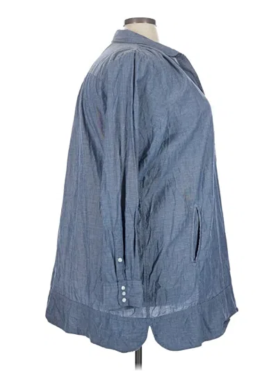 Pre-owned Avenue 3/4 Sleeve Button Down Shirt In Blue