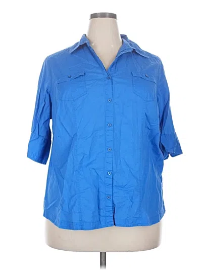 Pre-owned Avenue 3/4 Sleeve Button Down Shirt In Blue