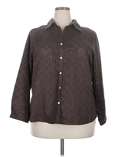 Pre-owned Avenue 3/4 Sleeve Button Down Shirt In Brown
