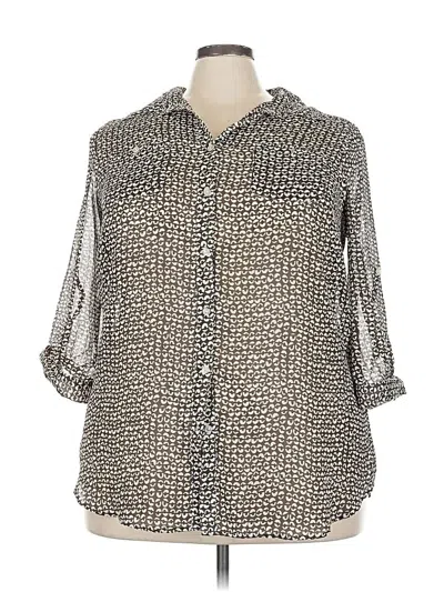 Pre-owned Avenue 3/4 Sleeve Button Down Shirt In Gray