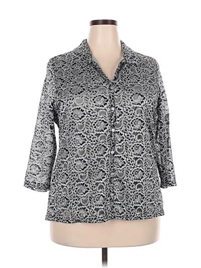 Pre-owned Avenue 3/4 Sleeve Button Down Shirt In Gray