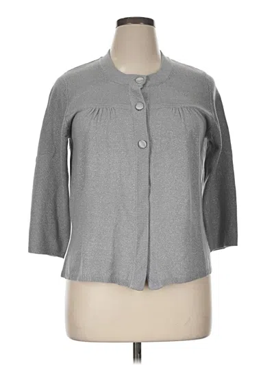 Pre-owned Avenue 3/4 Sleeve Button Down Shirt In Gray