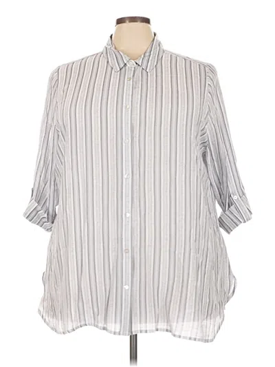Pre-owned Avenue 3/4 Sleeve Button Down Shirt In Gray