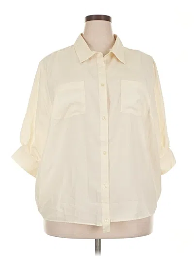 Pre-owned Avenue 3/4 Sleeve Button Down Shirt In Ivory