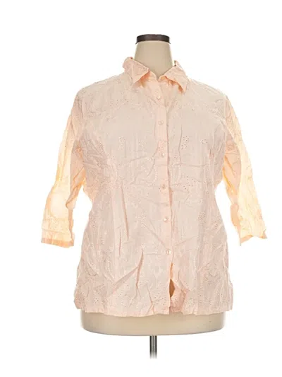 Pre-owned Avenue 3/4 Sleeve Button Down Shirt In Orange