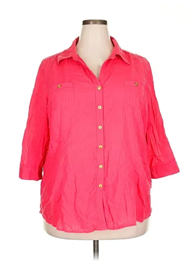Pre-owned Avenue 3/4 Sleeve Button Down Shirt In Pink