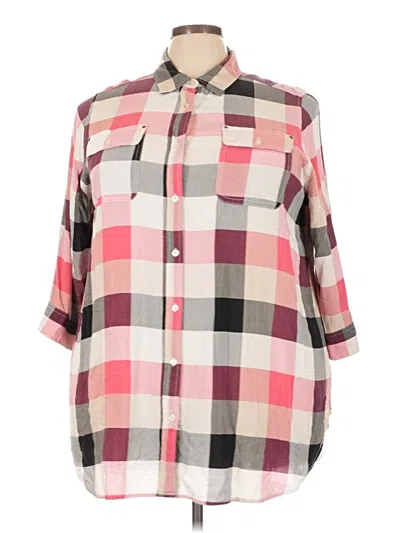Pre-owned Avenue 3/4 Sleeve Button Down Shirt In Pink