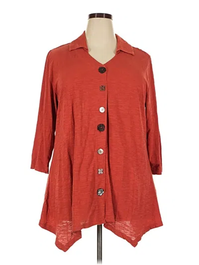 Pre-owned Avenue 3/4 Sleeve Button Down Shirt In Red