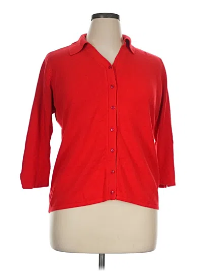 Pre-owned Avenue 3/4 Sleeve Button Down Shirt In Red