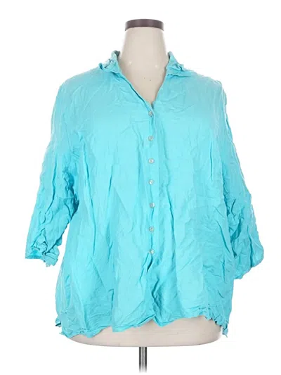 Pre-owned Avenue 3/4 Sleeve Button Down Shirt In Teal