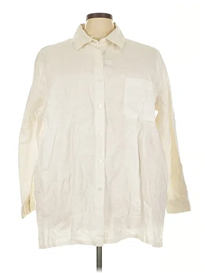 Pre-owned Avenue 3/4 Sleeve Button Down Shirt In White