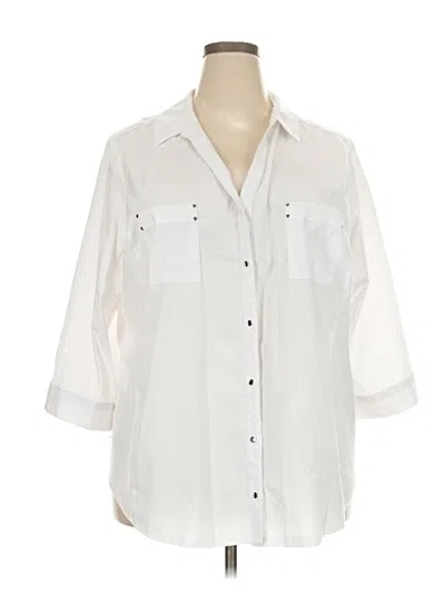Pre-owned Avenue 3/4 Sleeve Button Down Shirt In White