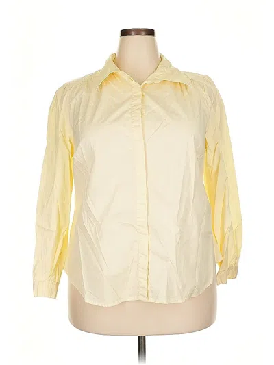 Pre-owned Avenue 3/4 Sleeve Button Down Shirt In Yellow
