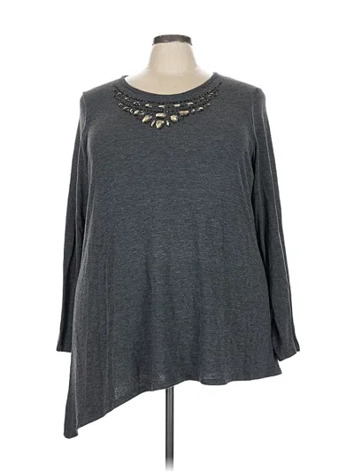 Pre-owned Avenue 3/4 Sleeve T-shirt In Gray