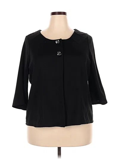 Avenue 3/4 Sleeve Top Black Keyhole Neckline Tops