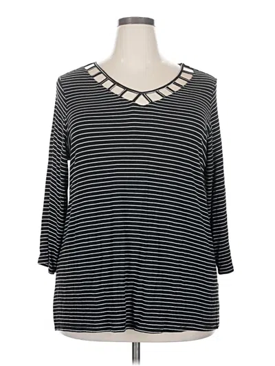 Pre-owned Avenue 3/4 Sleeve Top Black Keyhole Neckline Tops