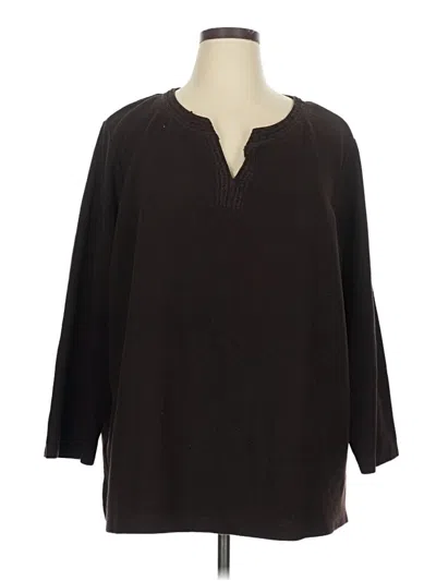 Pre-owned Avenue 3/4 Sleeve Top Black Open Neckline Tops