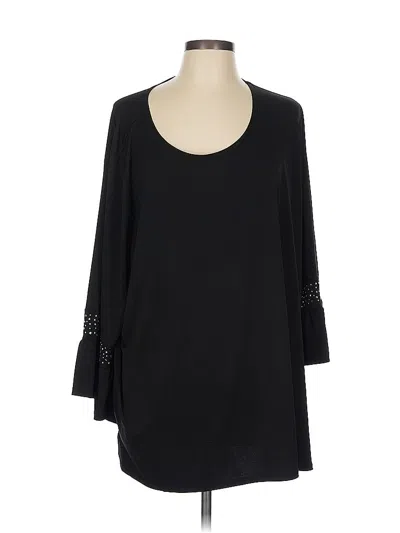 Pre-owned Avenue 3/4 Sleeve Top Black Scoop Neck Tops