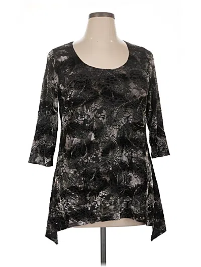 Pre-owned Avenue 3/4 Sleeve Top Black Scoop Neck Tops
