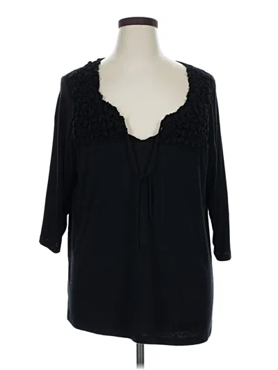Pre-owned Avenue 3/4 Sleeve Top Black Sweetheart Neckline Tops