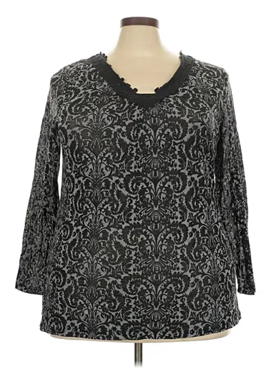 Pre-owned Avenue 3/4 Sleeve Top Black V-neck Tops