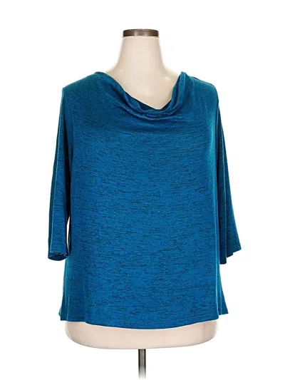 Pre-owned Avenue 3/4 Sleeve Top Blue Cowl Neck Tops