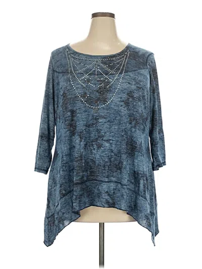 Pre-owned Avenue 3/4 Sleeve Top Blue Scoop Neck Tops