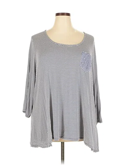 Pre-owned Avenue 3/4 Sleeve Top Gray Boatneck Tops