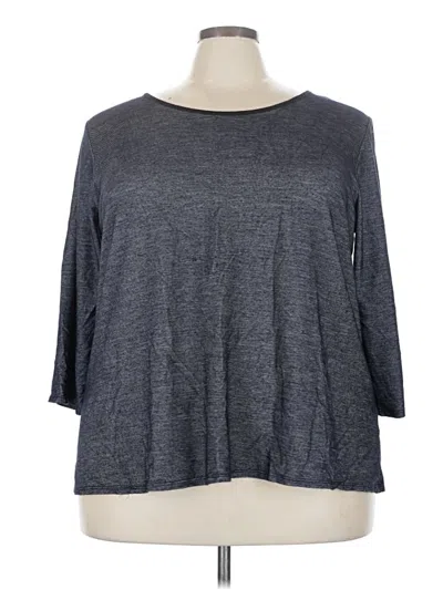 Pre-owned Avenue 3/4 Sleeve Top Gray Boatneck Tops