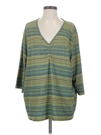 Pre-owned Avenue 3/4 Sleeve Top Green V-neck Tops