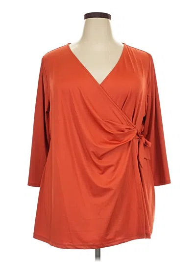 Pre-owned Avenue 3/4 Sleeve Top Orange Cowl Neck Tops