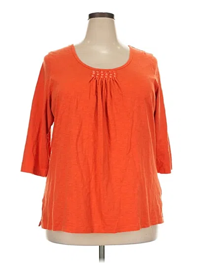 Pre-owned Avenue 3/4 Sleeve Top Orange Keyhole Neckline Tops