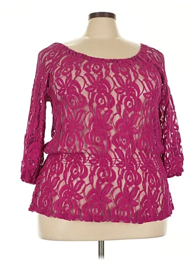 Pre-owned Avenue 3/4 Sleeve Top Pink Boatneck Tops
