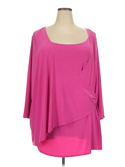 Pre-owned Avenue 3/4 Sleeve Top Pink One Shoulder Neckline Tops