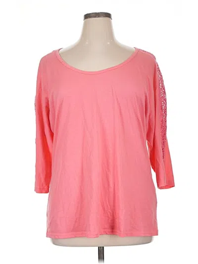 Pre-owned Avenue 3/4 Sleeve Top Pink Scoop Neck Tops
