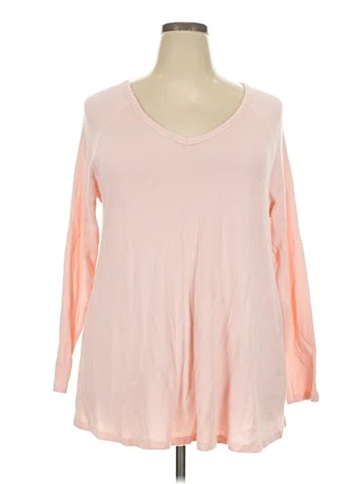 Pre-owned Avenue 3/4 Sleeve Top Pink V-neck Tops