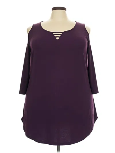 Pre-owned Avenue 3/4 Sleeve Top Purple Cold Shoulder Neckline Tops
