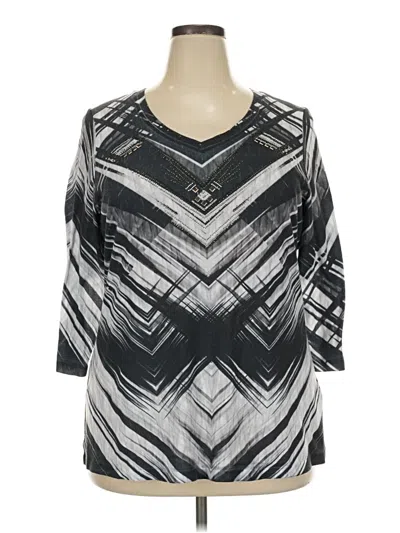 Pre-owned Avenue 3/4 Sleeve Top Silver Scoop Neck Tops