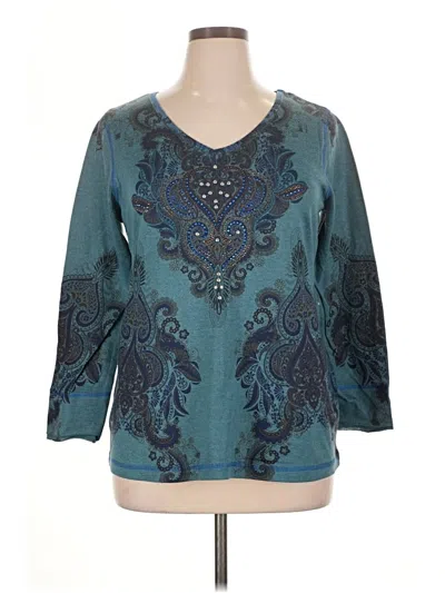 Pre-owned Avenue 3/4 Sleeve Top Teal Scoop Neck Tops