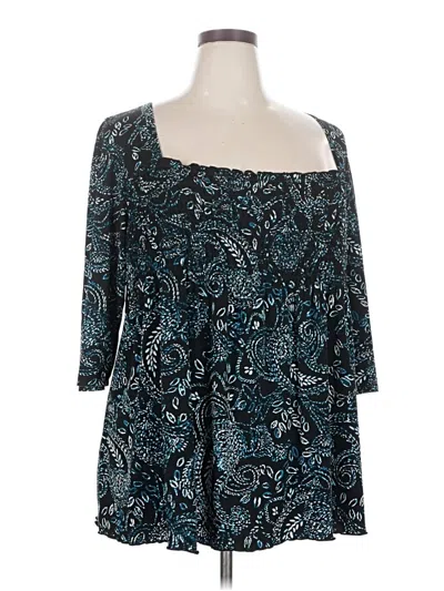 Pre-owned Avenue 3/4 Sleeve Top Teal Sweetheart Neckline Tops
