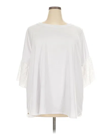 Pre-owned Avenue 3/4 Sleeve Top White Crew Neck Tops