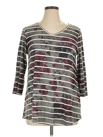 Pre-owned Avenue 3/4 Sleeve T-shirt In Gray