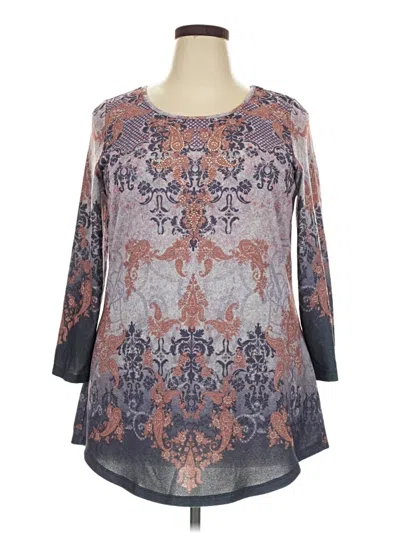Pre-owned Avenue 3/4 Sleeve T-shirt In Gray