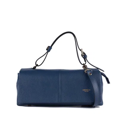 Avenue 67 Blue Grained Leather Baguette Bag