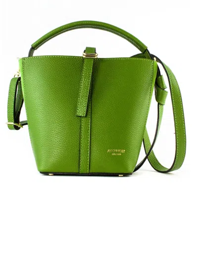 Avenue 67 Green Grained Leather Bag In Verde