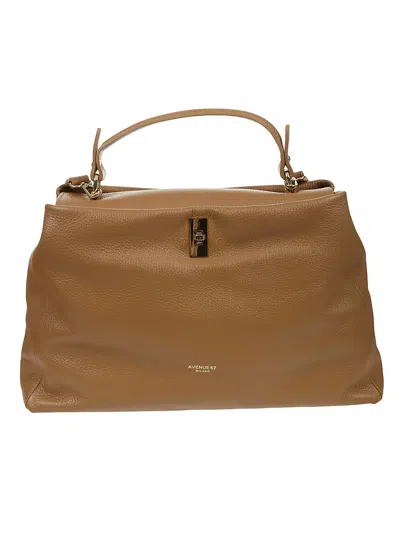 Avenue 67 Brown Grained Soft Leather Bag In Cuoio