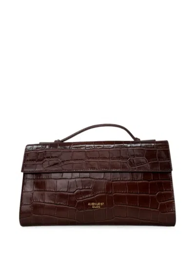 Avenue 67 Paloma Croc-effect Leather Clutch Bag In Brown