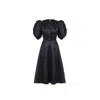 Avenue 8 Women's Balloon Sleeve Taffeta Mid-length Dress - Black In Black